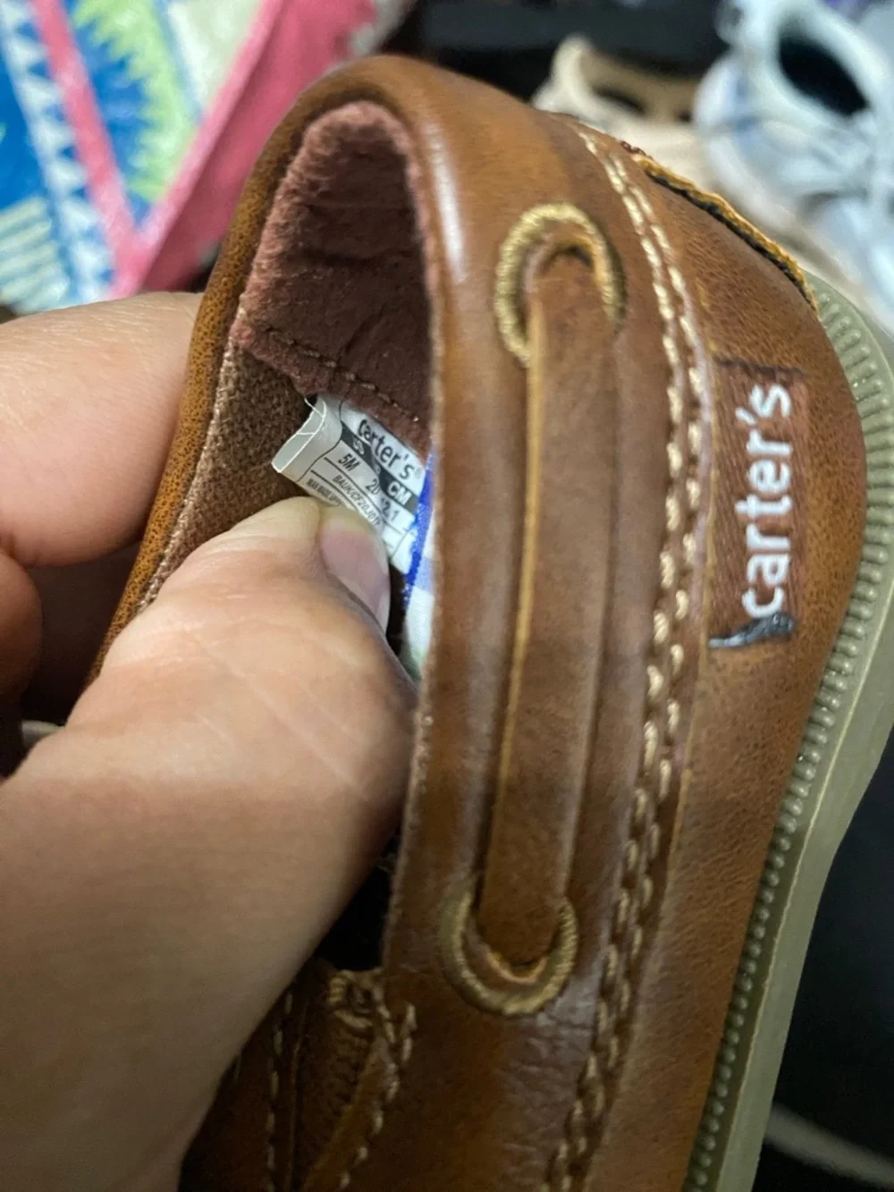 Carter's Toddler Brown Faux-Leather Moccasin Boat Shoes